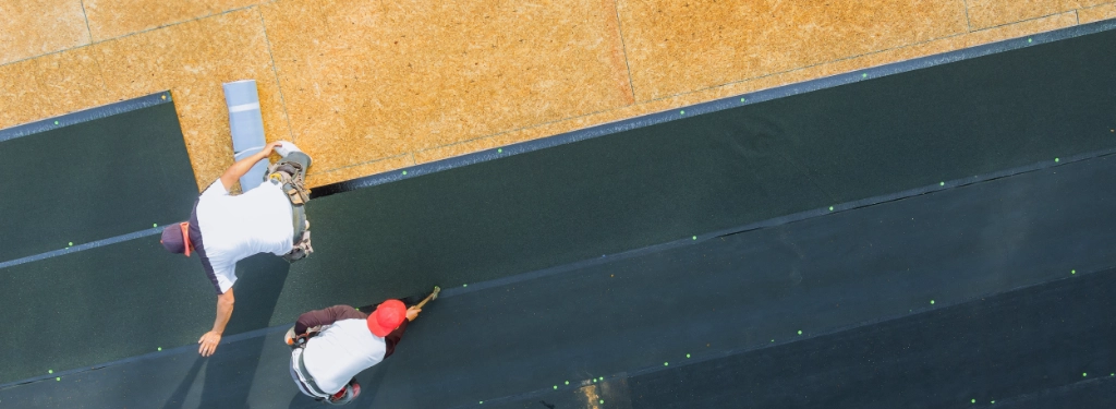 Flat roof with ponding water after monsoon storm in Chandler, Arizona